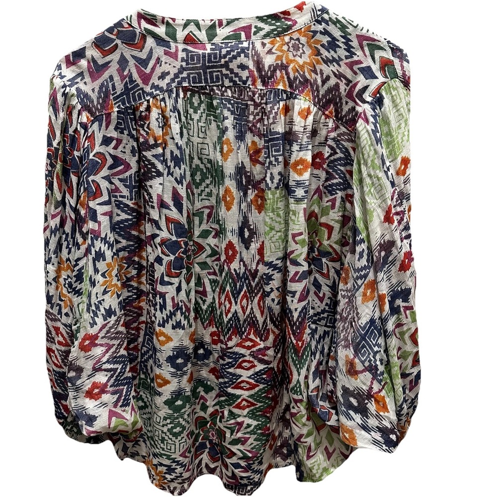 Maeve Anthropologie Womens XS Geometric Ikat Dolman Sleeve Button Down Blouse